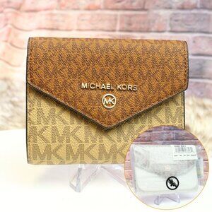 MICHAEL KORS Jet Set Two-Tone Signature Logo Tri-Fold Wallet